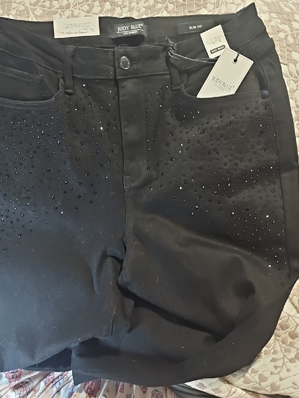 Judy Blue Black Slim Fit Jeweled Front Pants and back pockets